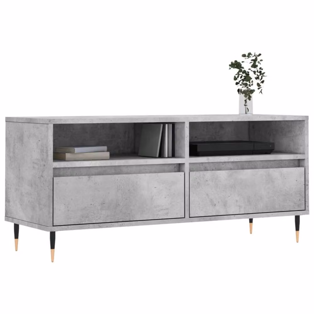 Berkfield Home Industrial TV Cabinet in Concrete Grey, W/D/H: 100 x 34.5 x 44.5 cm – 3