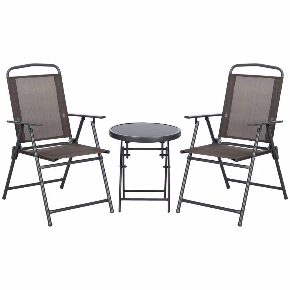 STILVORA Modern Coffee Table Set with Brown Steel and Glass Frame – 4