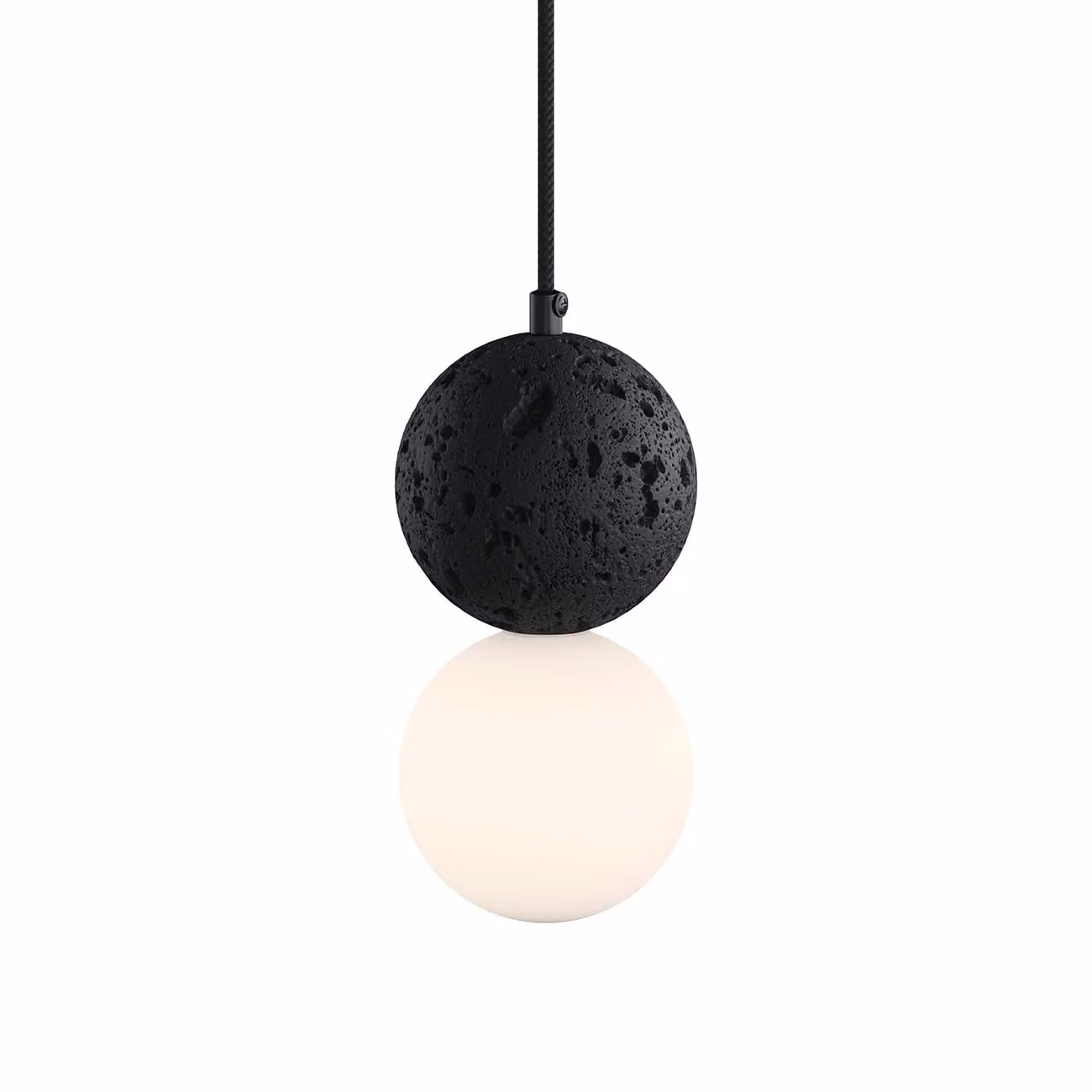 Dome Deco DOI Black Stone and Glass Pendant Light