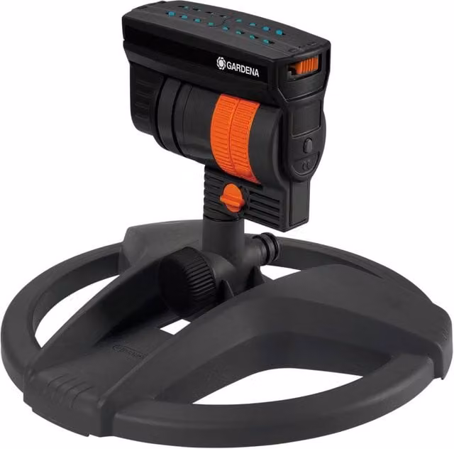 GARDENA AquaZoom Compact Oscillating Sprinkler in Dark Grey with Free Connector – 1
