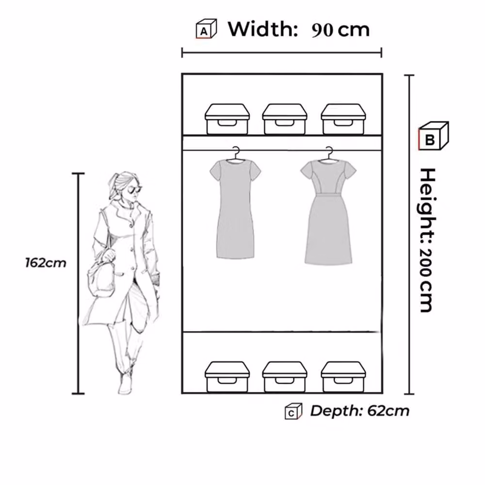 Sliding Wardrobes 4U Modern Double Sliding Door Wardrobe in Grey, W/H: 90 x 200 cm – 3
