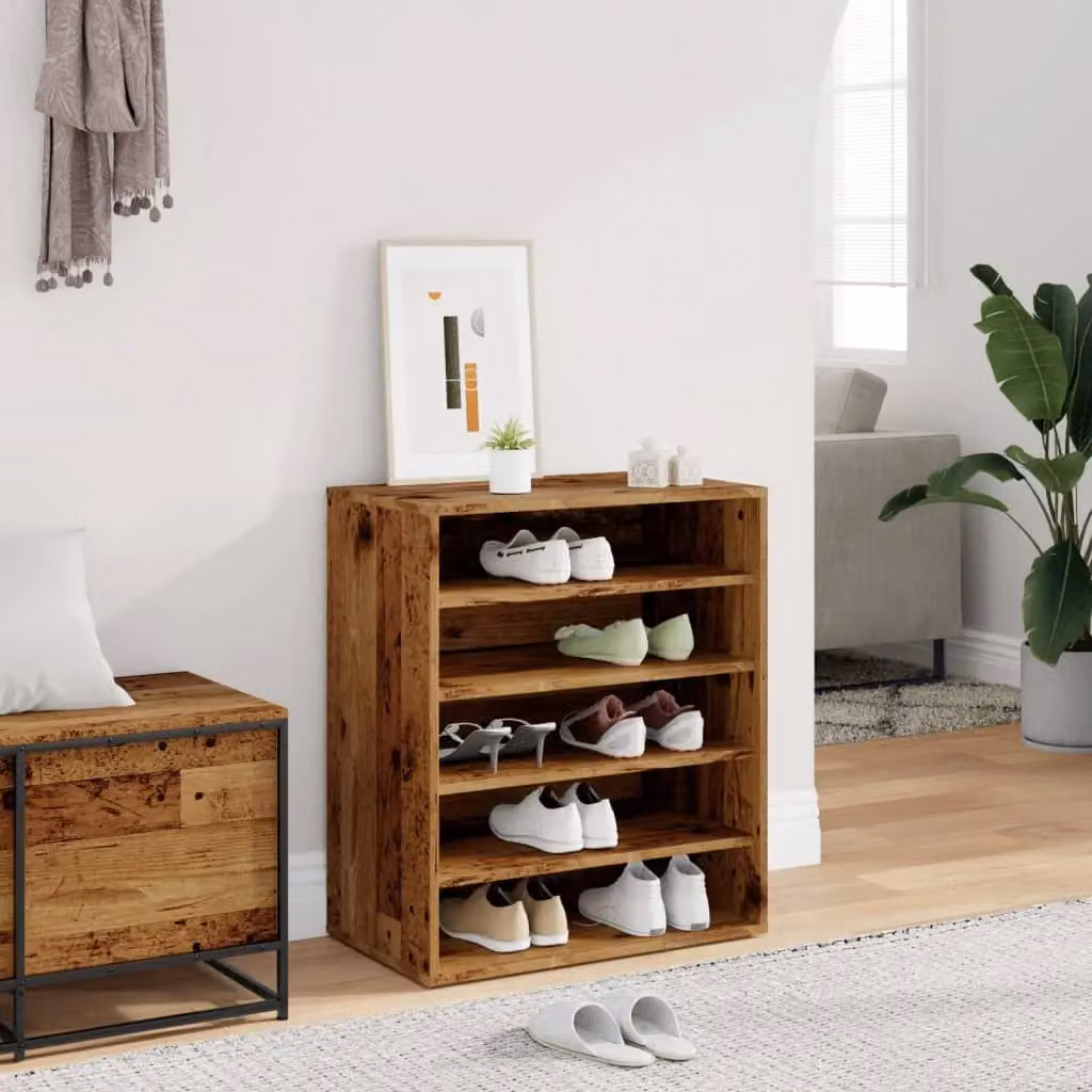 Berkfield Home Rustic Old Wood Shoe Cabinet in Brown, W/D/H: 60 x 35 x 70 cm – 3