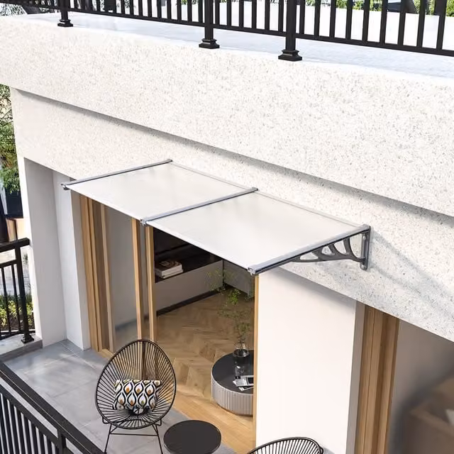 Livingandhome Grey Door Canopy Awning with Drop Arm, Width: 190 cm