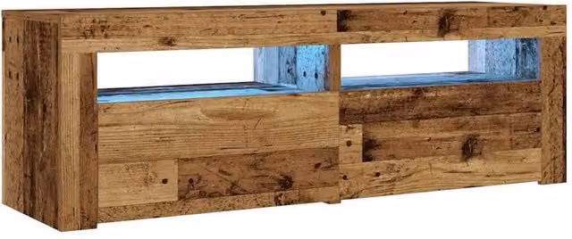 Berkfield Home Modern Bedside Cabinets 2 Pack with Integrated LED Lighting in Old Wood Brown, W: 60 cm, D: 35 cm, H: 40 cm