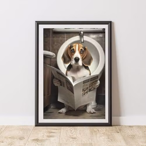 60 Second Makeover Beagle On The Toilet Multicolour Paper Poster, A3