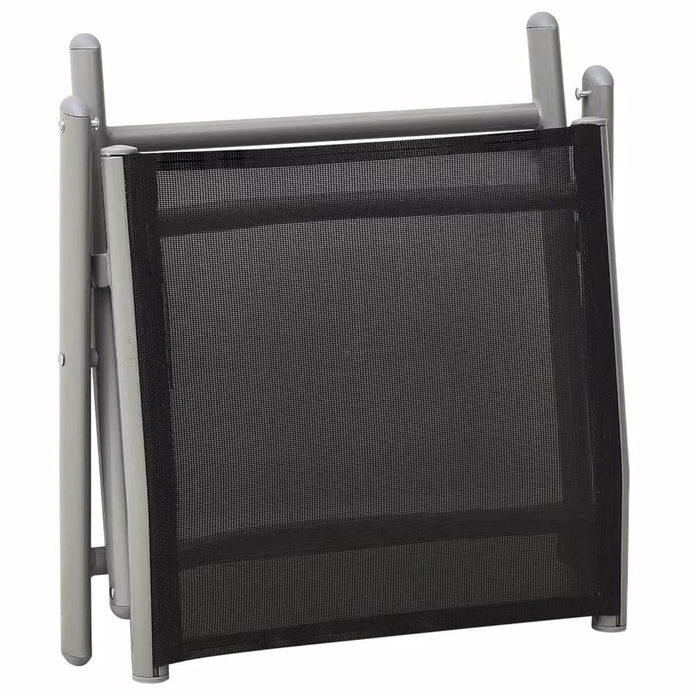 Berkfield Home 3 Piece Garden Lounge Set with Textilene and Powder Coated Aluminium in Black and Silver – 4