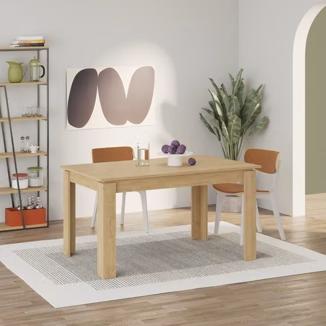 Decortie Tolmen Extendable Rectangular Oak Dining Table in Brown – 1