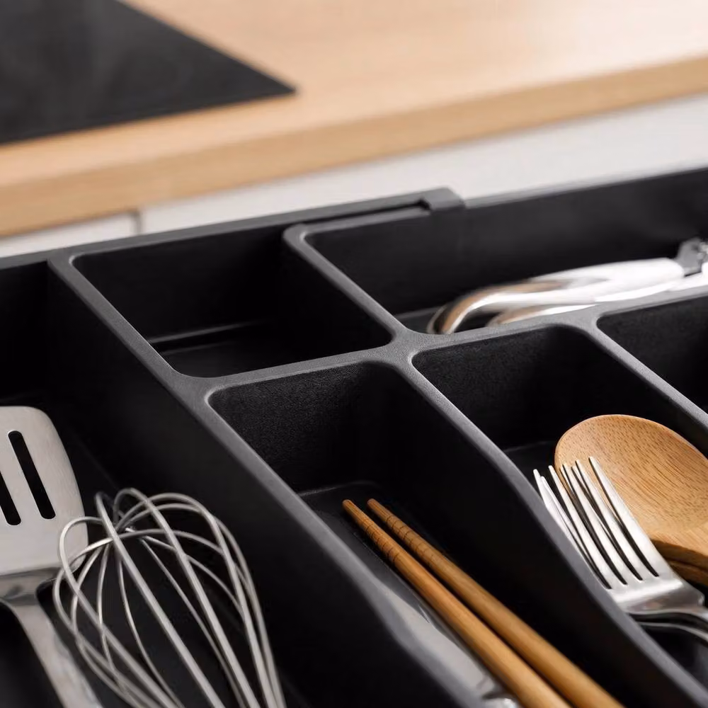 Havendro Extendable 8 Section Plastic Kitchen Cutlery Tray in Black – 4