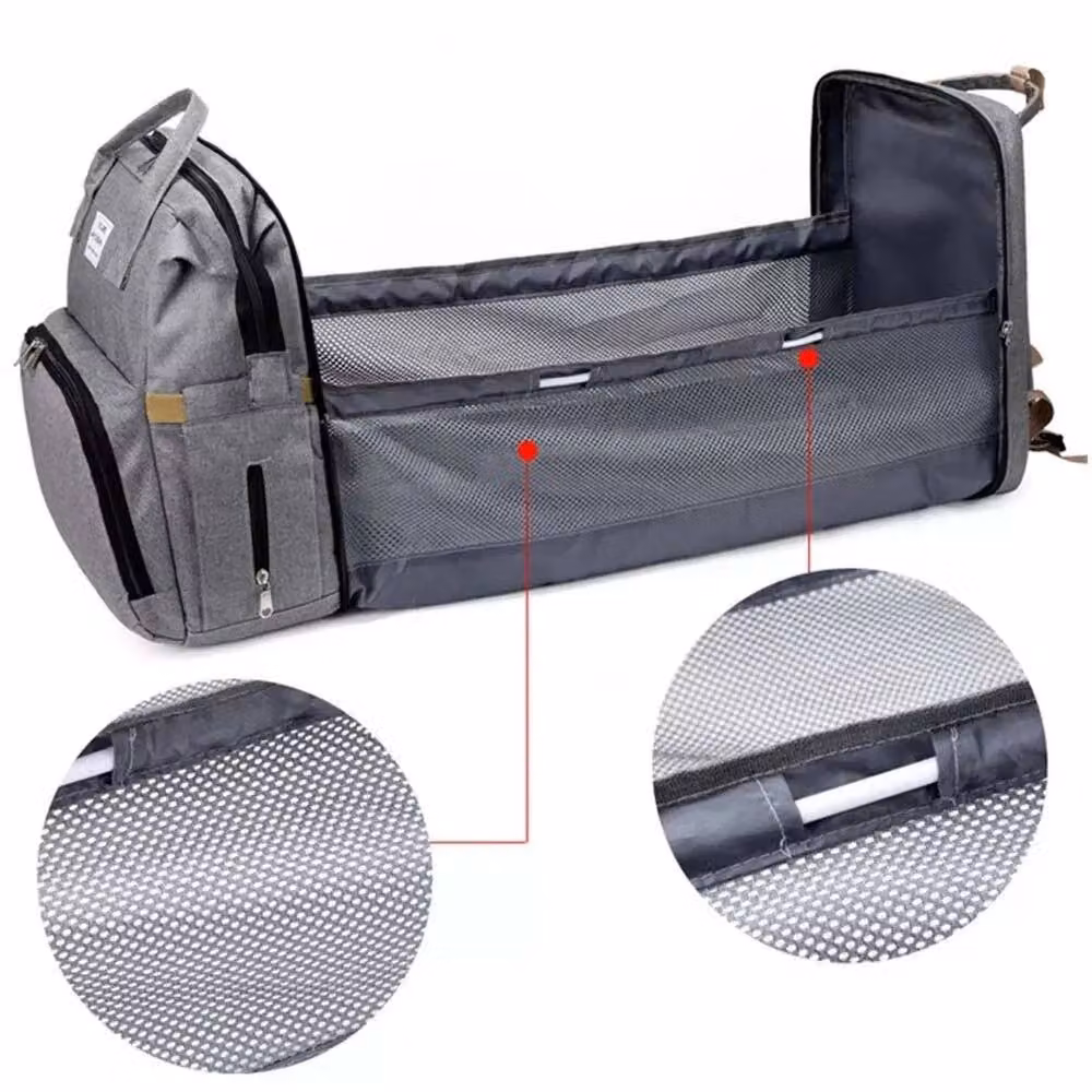 VOGREX Grey Foldable Large Nappy Backpack with Changing Mat – 2