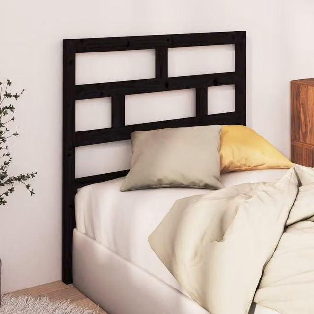 Berkfield Home Rustic Solid Pine Bed Headboard, Black, W/D/H: 106 x 4 x 100 cm – 1
