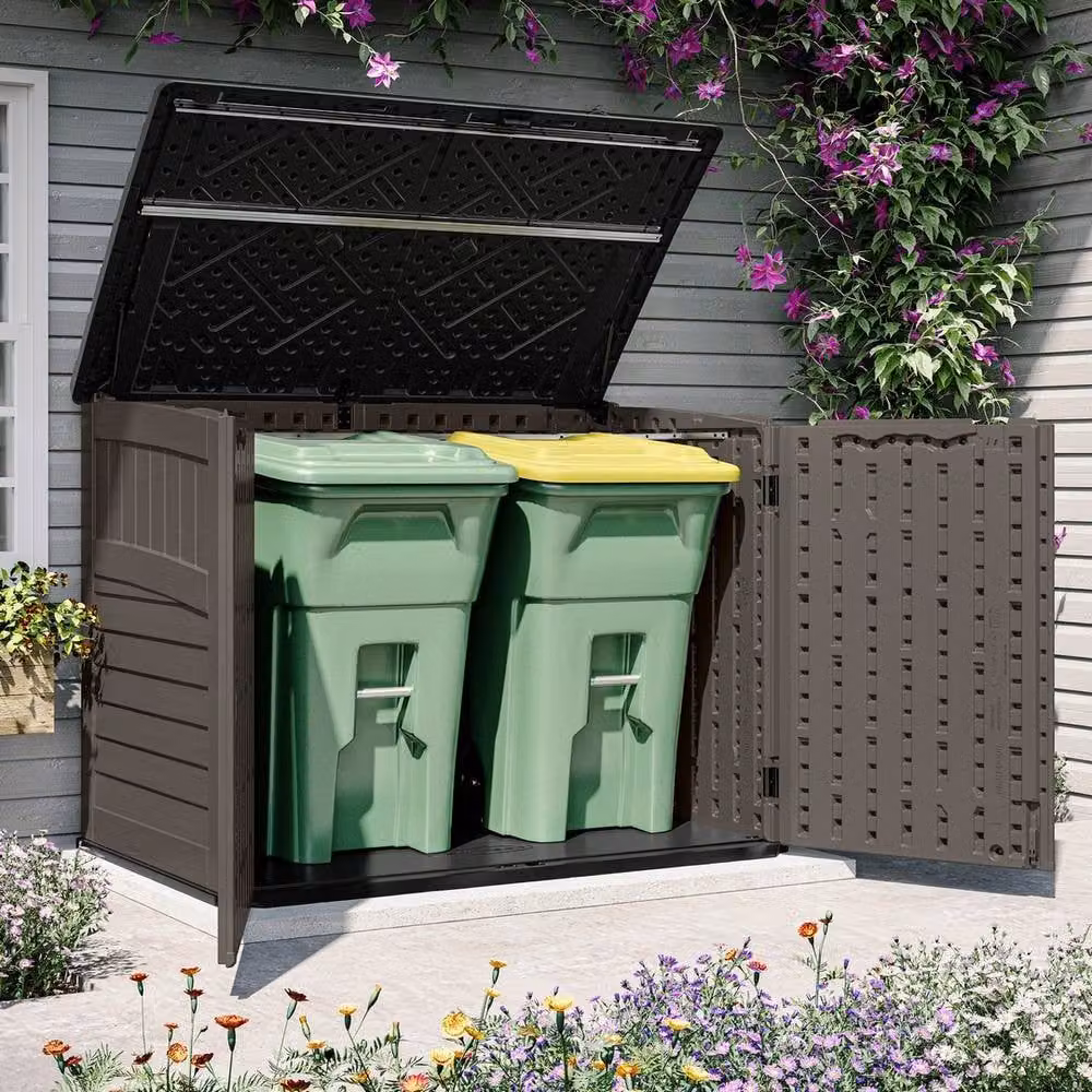Rowlinsons Stow-Away Large Resin Bin Store in Grey, W: 179 cm, D: 112 cm, H: 132 cm – 3