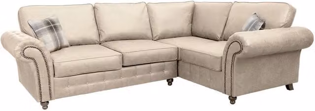 Snugg Furniture Swiss Suede Leather Right Hand Corner Sofa in Beige