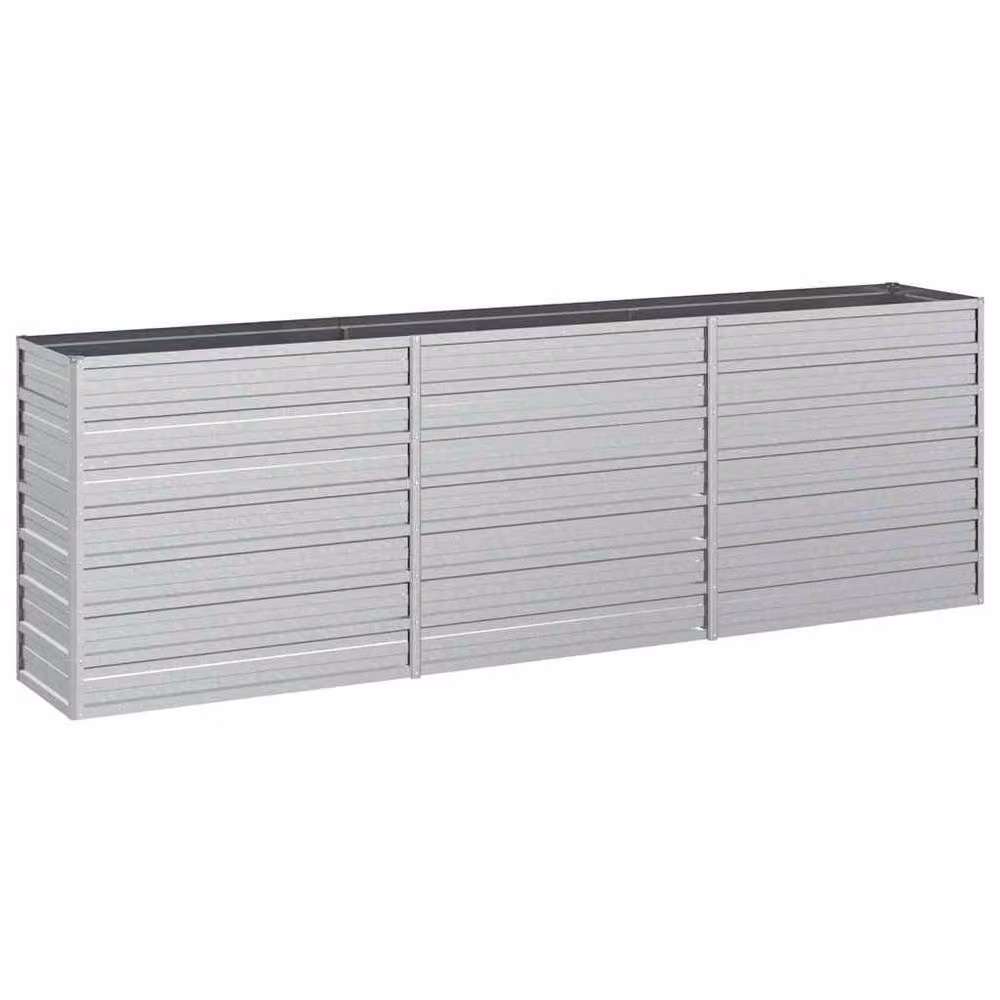 Berkfield Home Garden Galvanised Steel Raised Bed in Silver, W/D/H: 240 x 40 x 77 cm – 3