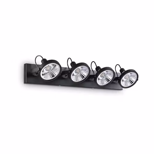Netlighting Ideal Lux Glim 4 Light Black Ceiling Light with Transparent Glass and Adjustable LED GU10 Bulbs – 1