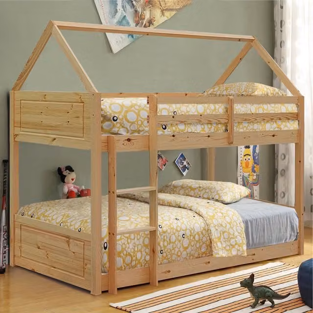 Comfy Living Scandinavian Style Solid Wood House Frame Bunk Bed for Children, W/D/H: 90 x 190 cm