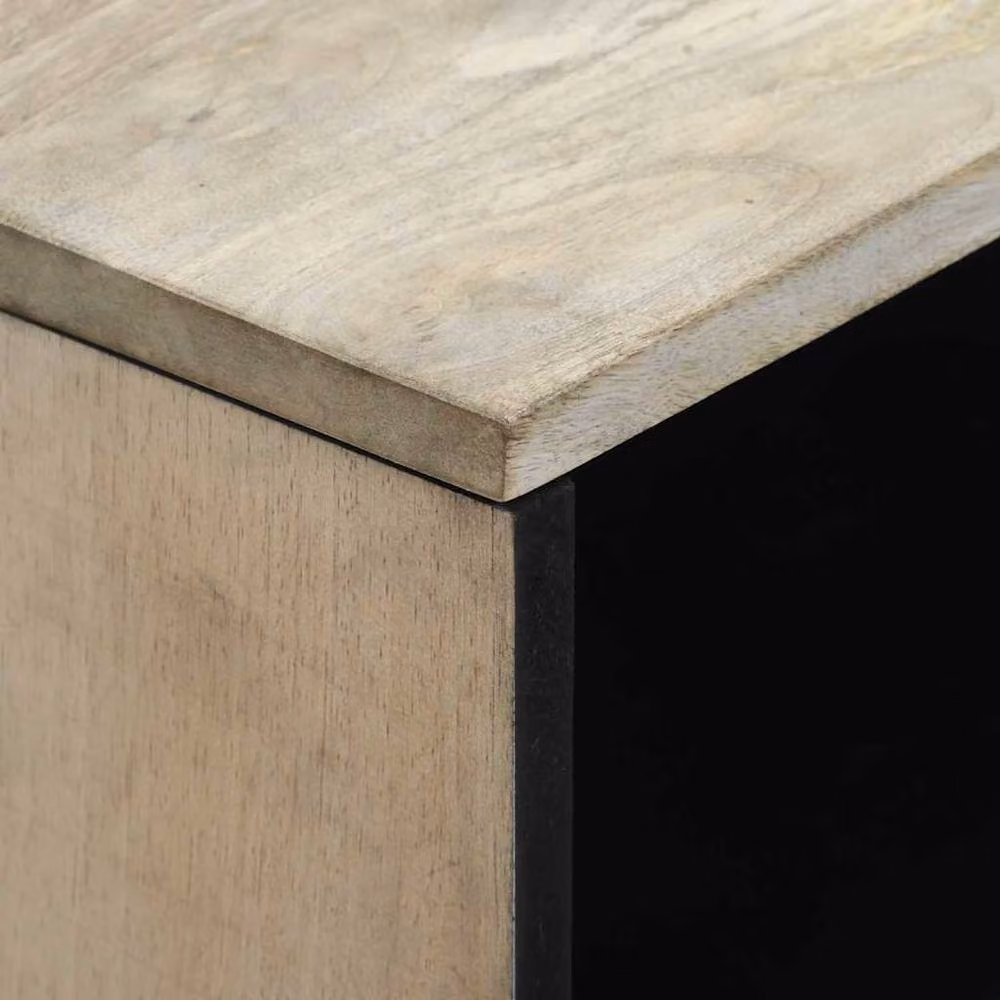 Berkfield Home Elegant Mango Wood Coffee Table with Storage Drawer in White and Black, W/D/H: 80 x 50 x 40 cm – 4