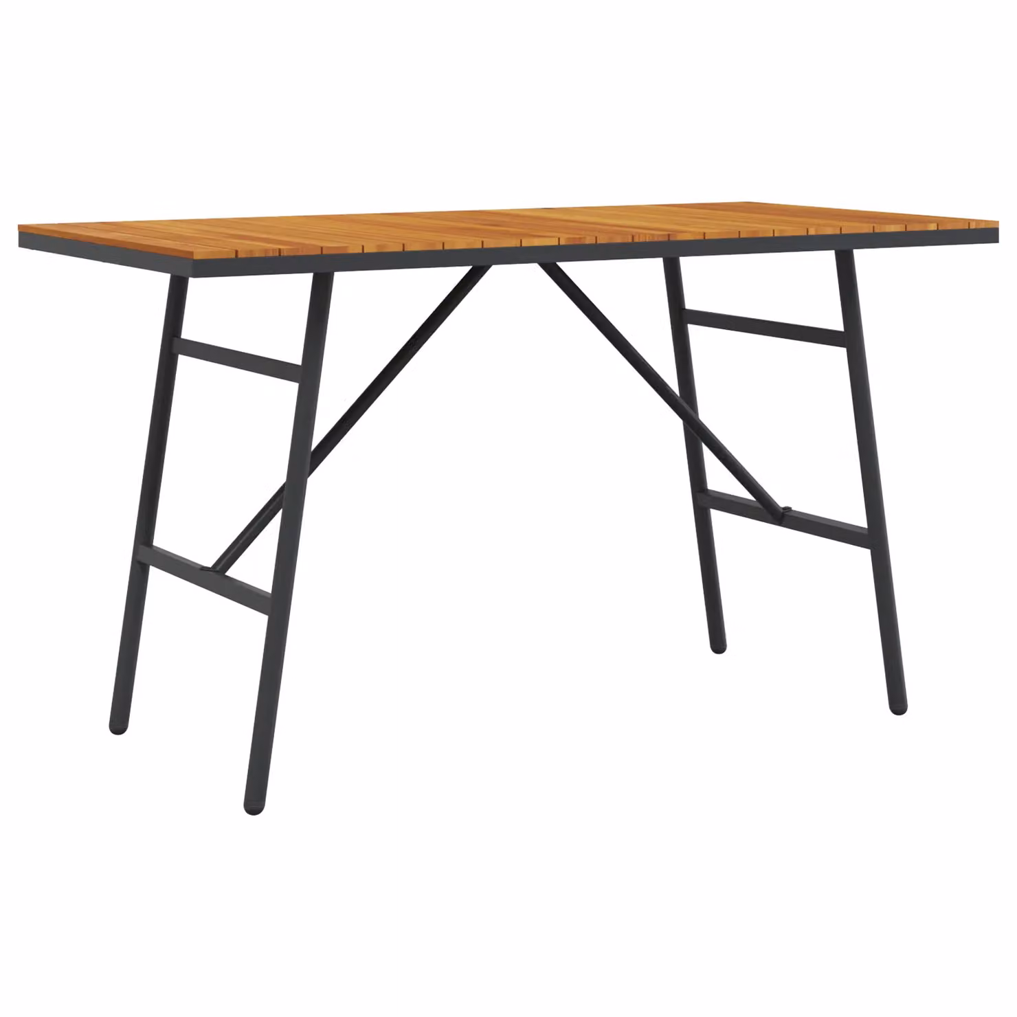 Berkfield Home Modern Dining Table in Brown Solid Acacia Wood with Black Metal Accents, W/D/H: 110 x 55 x 62 cm – 2
