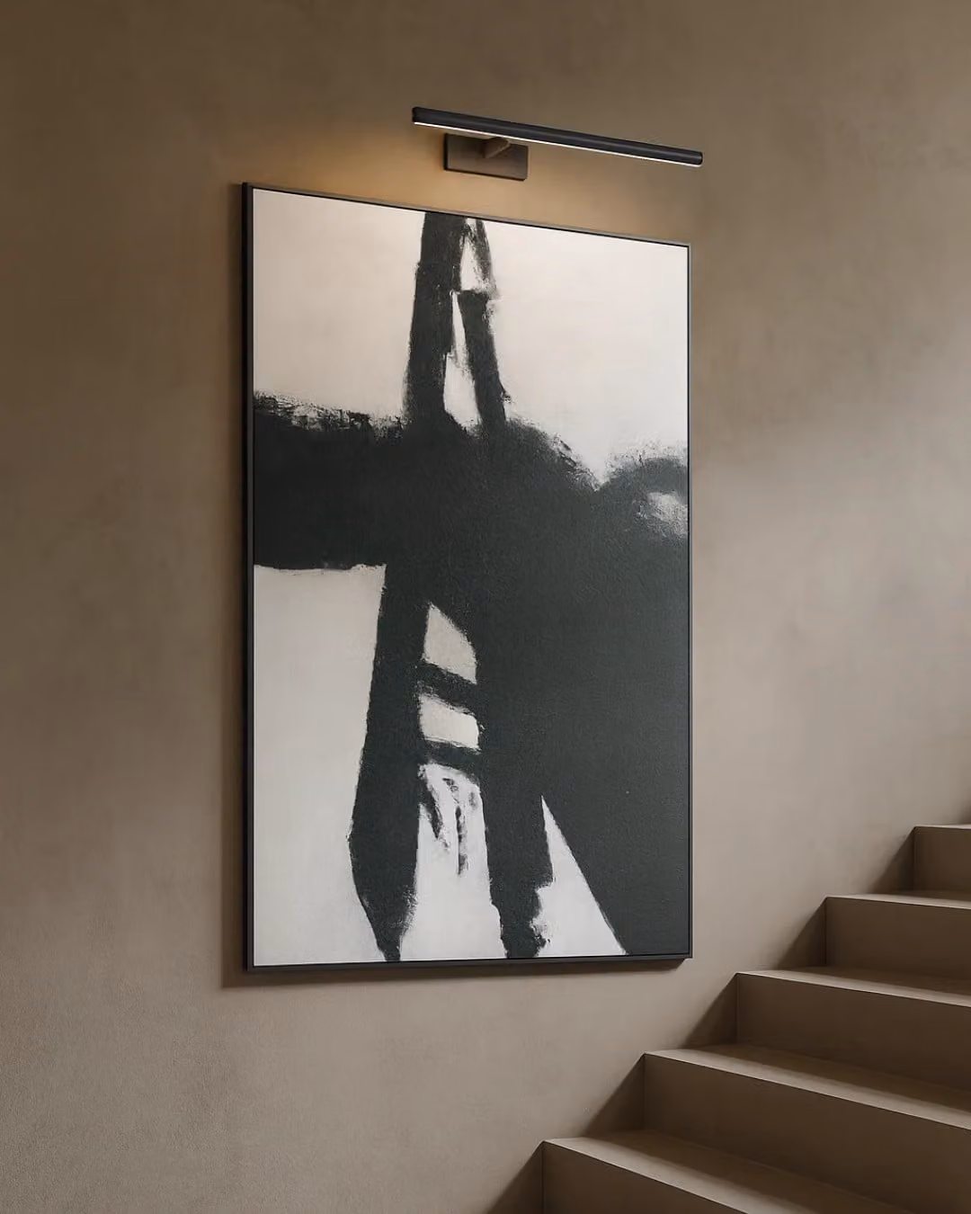 Tommy Franks Zeta Abstract Canvas Wall Art in Black and White, W: 150 cm x H: 100 cm