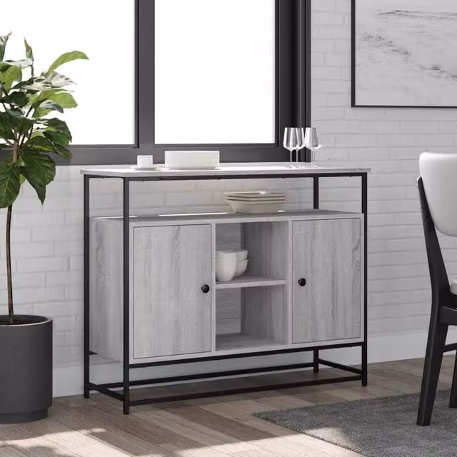 Berkfield Home Grey Sonoma Sideboard, W/D/H: 100 x 35 x 80 cm