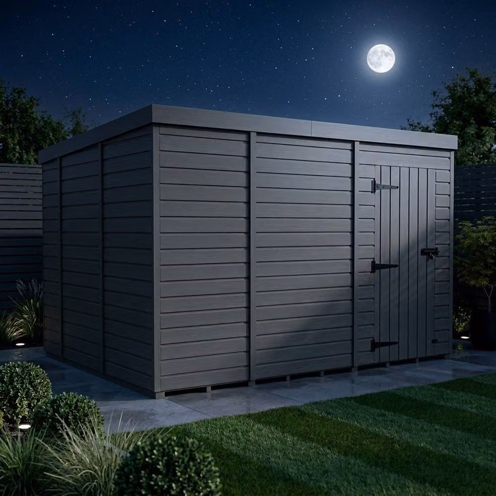 Buttercup Farm Grey Composite Pent Garden Shed with Single Door, W: 305 cm, D: 305 cm, H: 210 cm – 3
