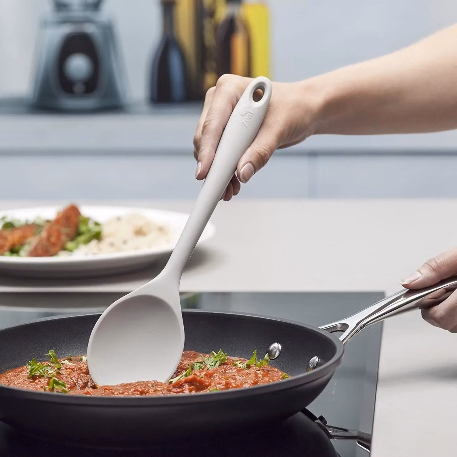 Zeal Silicone Non-Stick Slotted Fish Slice and Cooking Turner, Grey, Length: 30 cm – 3