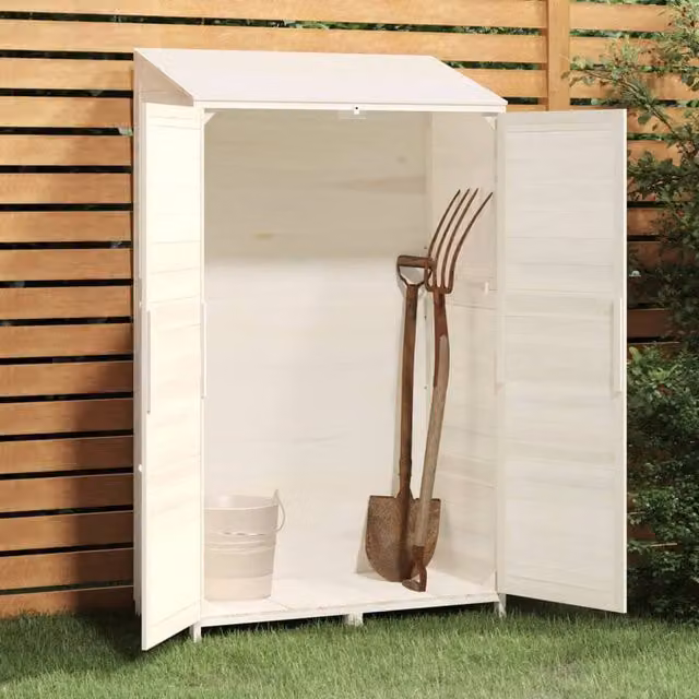 Berkfield Home White Solid Wood Freestanding Tall Cabinet, W/D/H: 102 x 52 x 174.5 cm