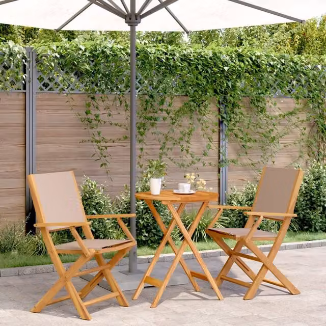 Berkfield Home 3 Piece Bistro Set in Beige Acacia Wood
