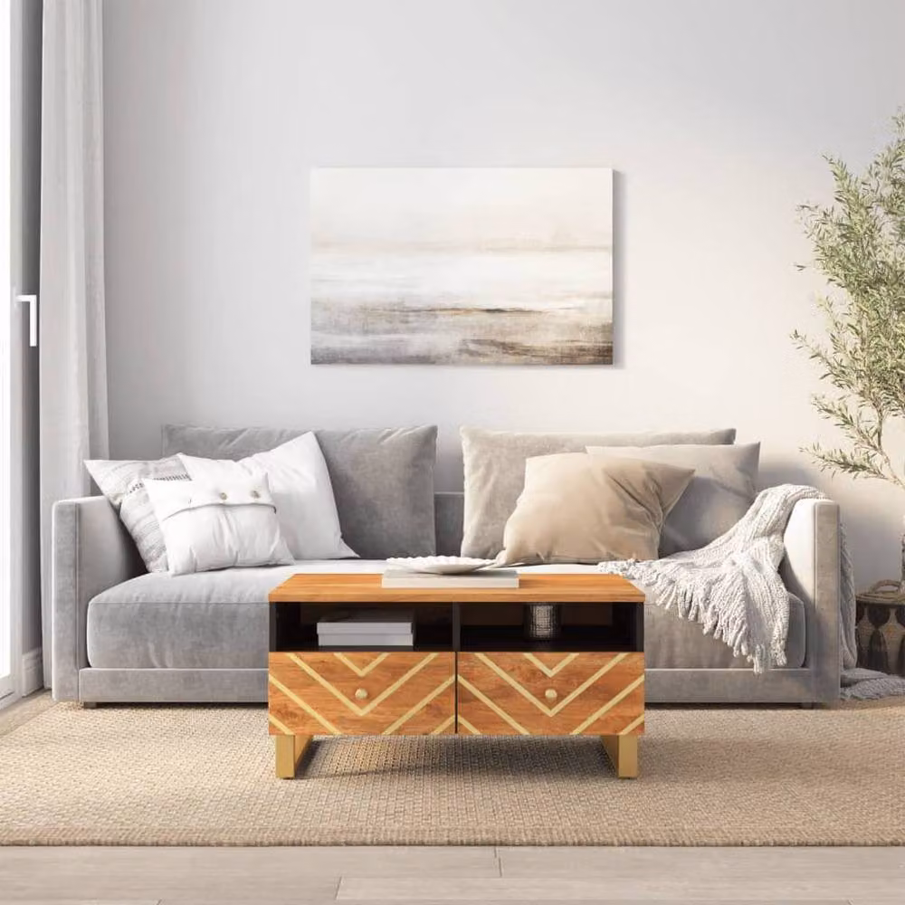 Berkfield Home Industrial Mango Wood Coffee Table in Brown and Black, W/D/H: 80 x 54 x 40 cm – 2