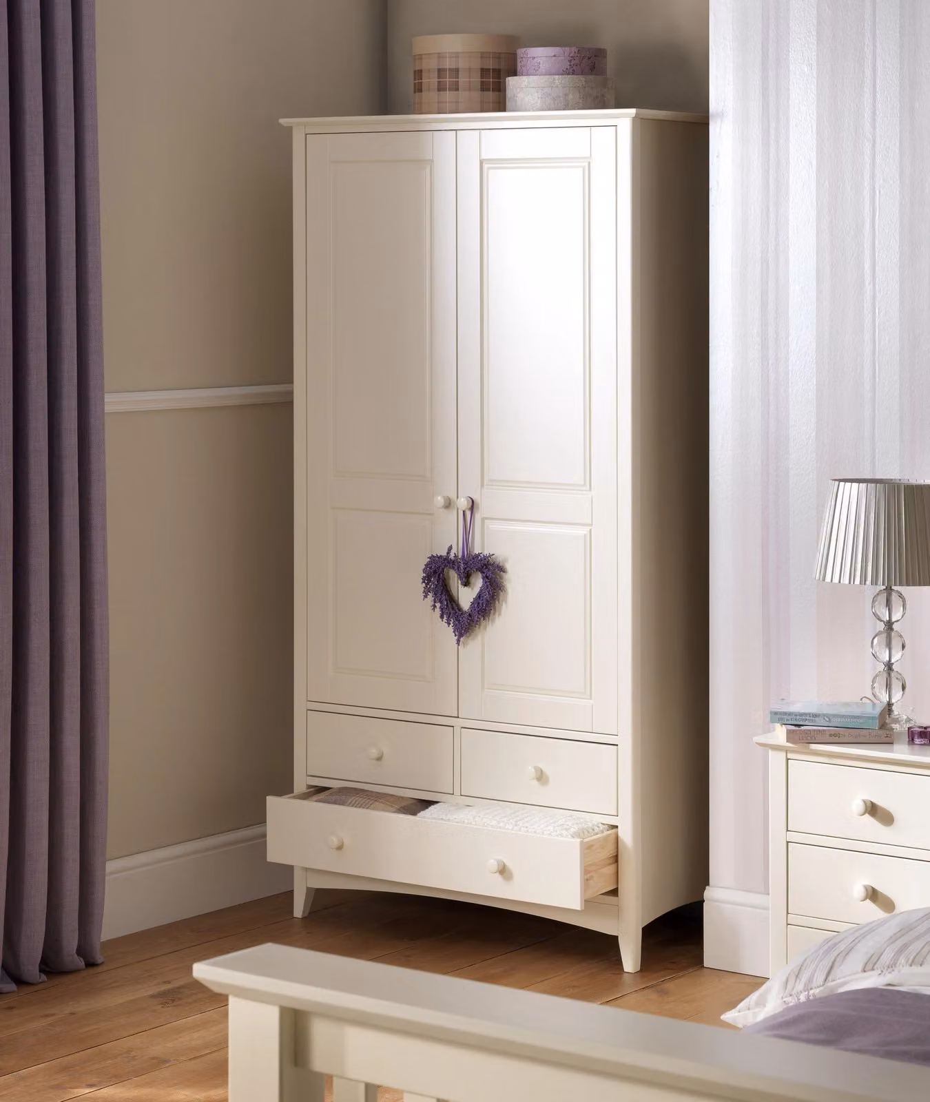 Ashfield White and Beige Combination Wardrobe with Hinged Doors and Drawers – 2