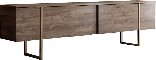Calicosy Modern Luxury TV Stand with 2 Drop-Down Doors in Brown, W: 180 cm, D: 50 cm, H: 30 cm