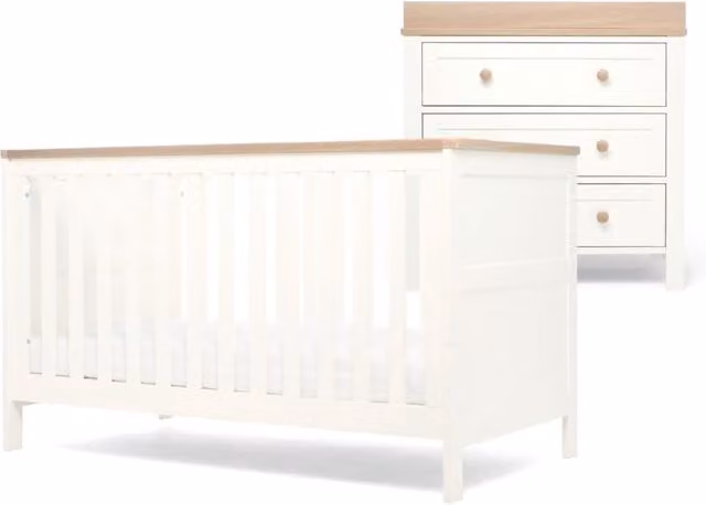 Mamas & Papas Wedmore 2 Piece Cotbed Set with Dresser in White