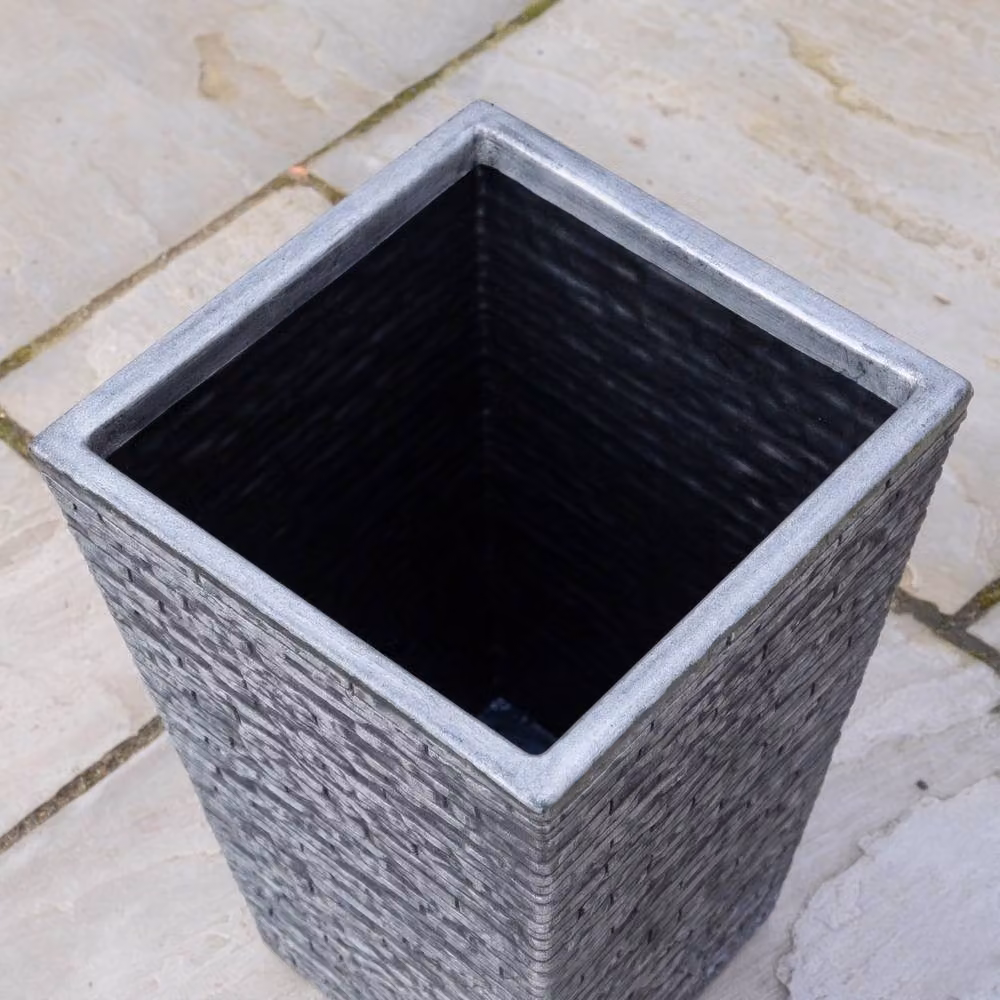 Samuel Alexander Large Square Plastic Slate Effect Garden Planter in Grey, W: 30 cm, D: 45 cm – 4