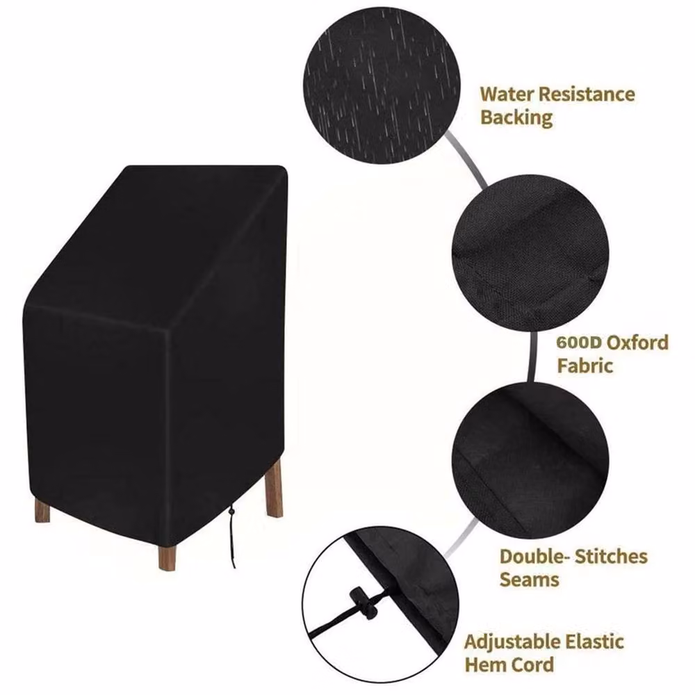 Nordara Waterproof Dining Chair Cover in Black, H 110 cm x W 35 cm – 4