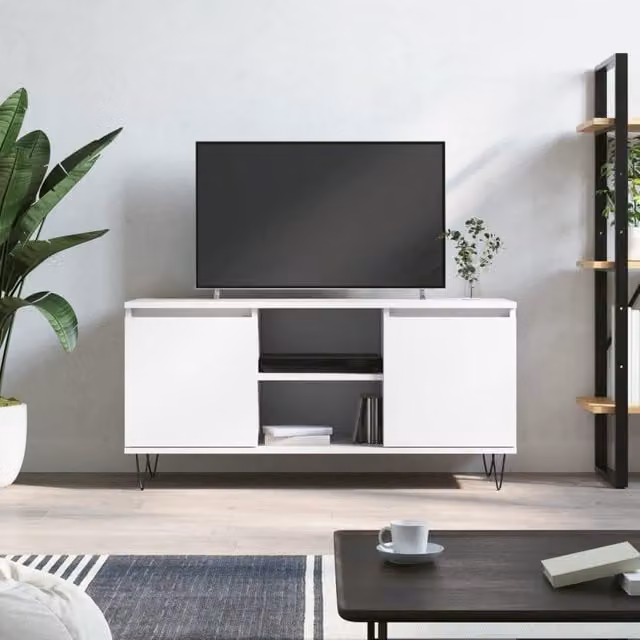 Berkfield Home Modern White TV Cabinet W: 104 cm, D: 35 cm, H: 50 cm