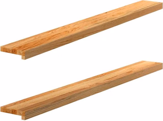 Berkfield Home Solid Oak Wood Window Sills, 2 Pieces, Light Brown, W: 140 cm, D: 15 cm, H: 2 cm