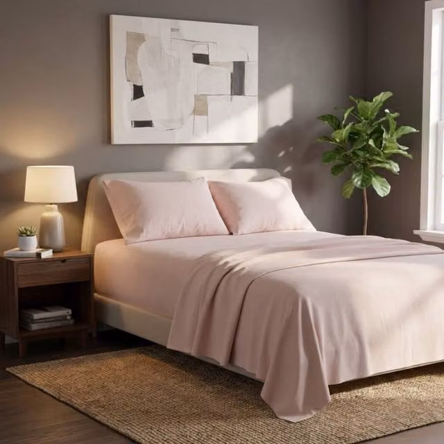 Snug City Pink Brushed Cotton Flannelette Fitted Sheet and Matching Pillowcase Set, Single, W/D/H: 90 x 200 cm – 1