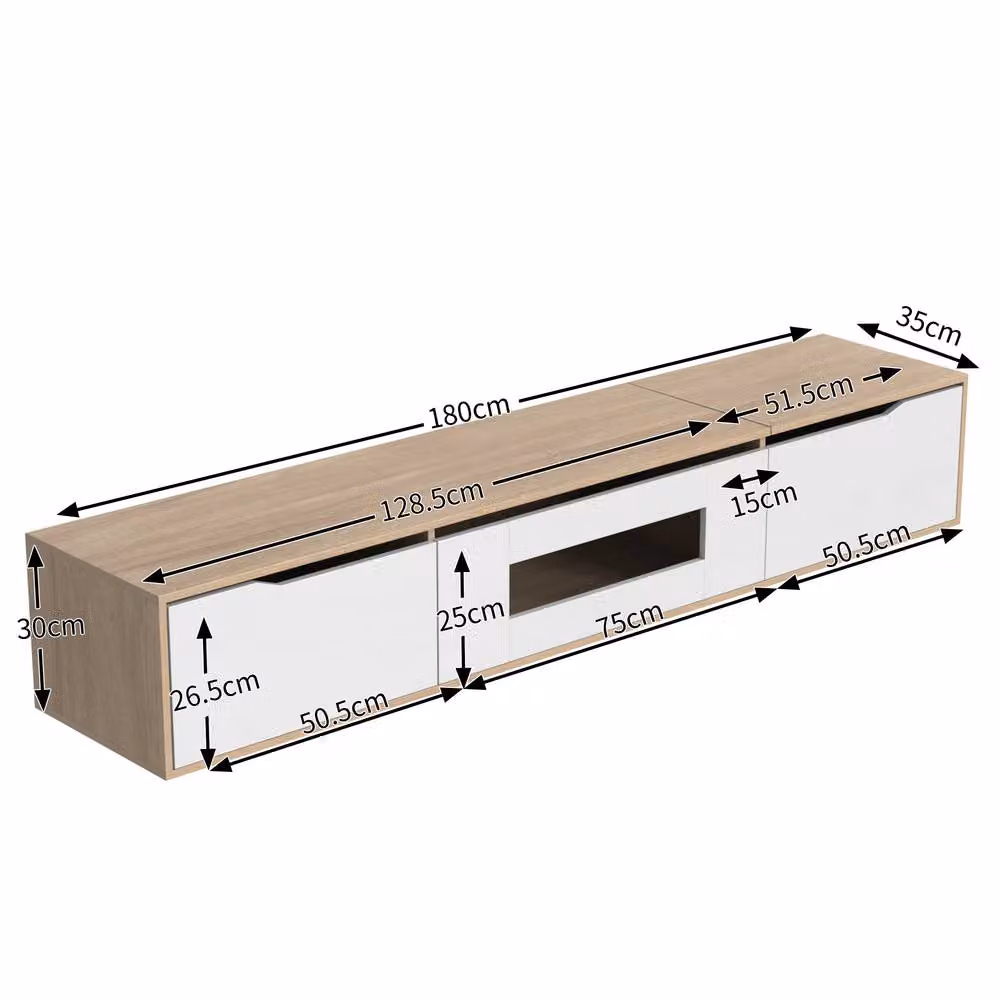 BTM Modern High Gloss TV Cabinet with Multicolour LED Lighting, W/D/H: 180 x 35 x 35 cm – 4