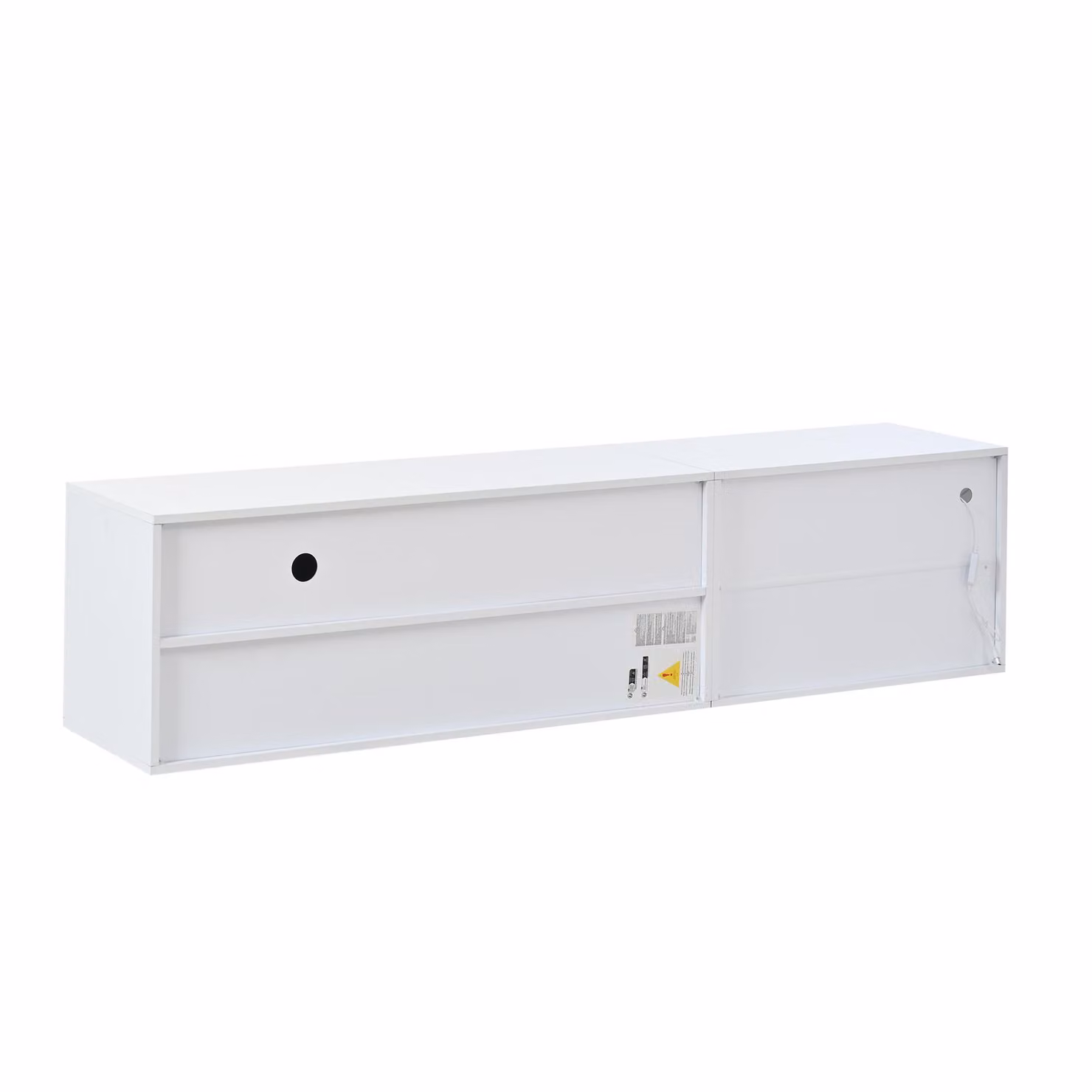 Aosom UK Modern White Freestanding TV Cabinet with LED Ambient Lighting and Tempered Glass Display, W/D/H: 180 x 40 x 45 cm – 2