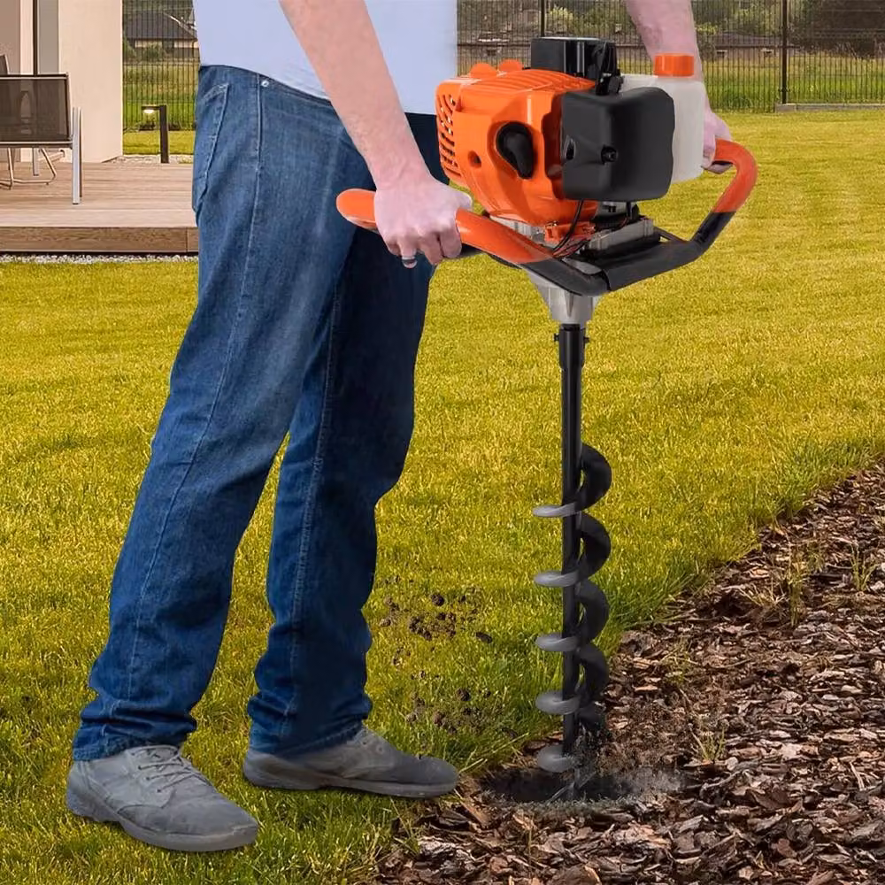 NESTLUNE 52CC Petrol Post Hole Borer Earth Auger Digger in Orange, W: 100 cm, D: 40 cm – 3
