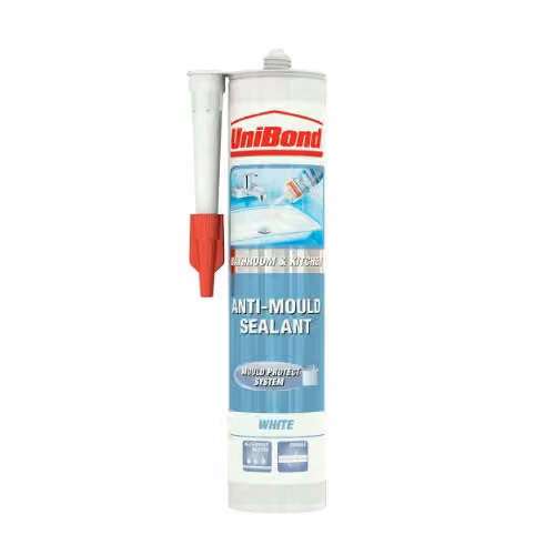 Unibond Anti Mould Silicone Sealant Cartridge for Bathroom and Kitchen, White