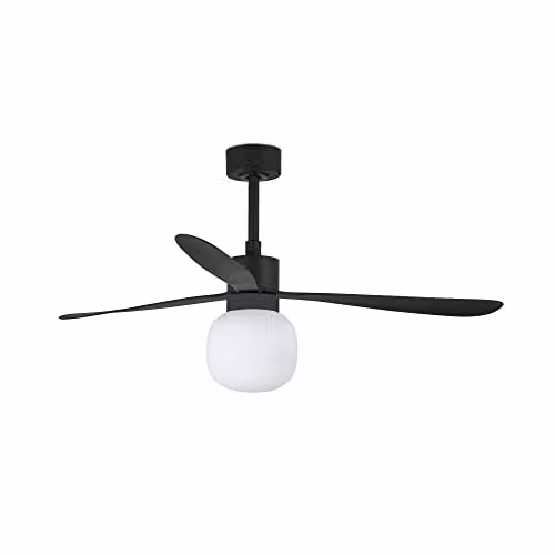 Netlighting Amelia Large Ball LED Black Ceiling Fan with Remote Control, 20W, 2700K Warm White