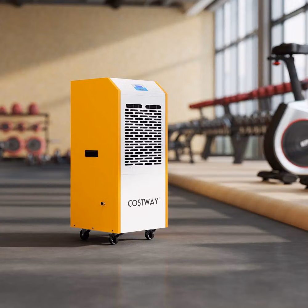 Costway Commercial Industrial Dehumidifier with Pump and Wheels, Yellow – 2