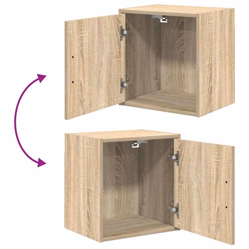 Berkfield Home Wall Mounted Garage Cabinets, 2 Piece Set in Sonoma Oak Brown Engineered Wood – 3