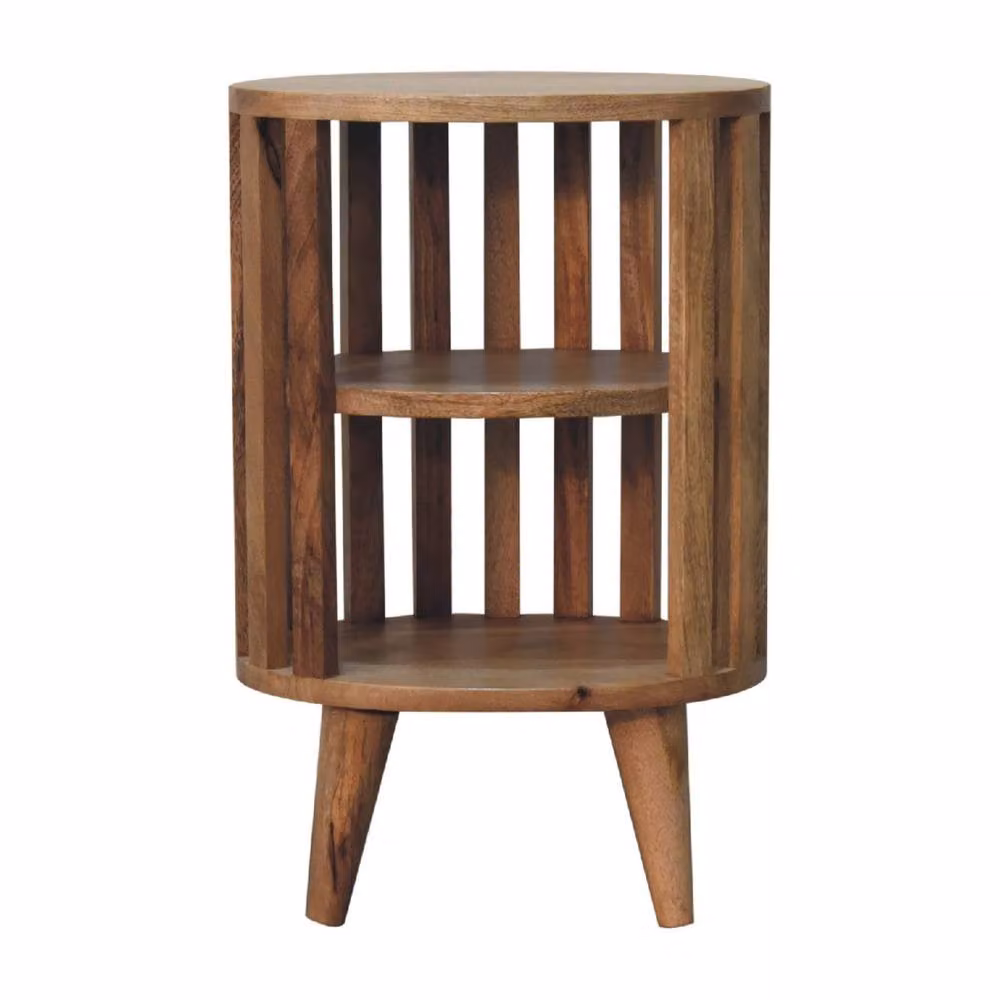 Wyld Haus Kaiula Double Shelf Bedside Table in Brown Mango and Oak Wood W/D/H: 36 x 26 x 55 cm – 2