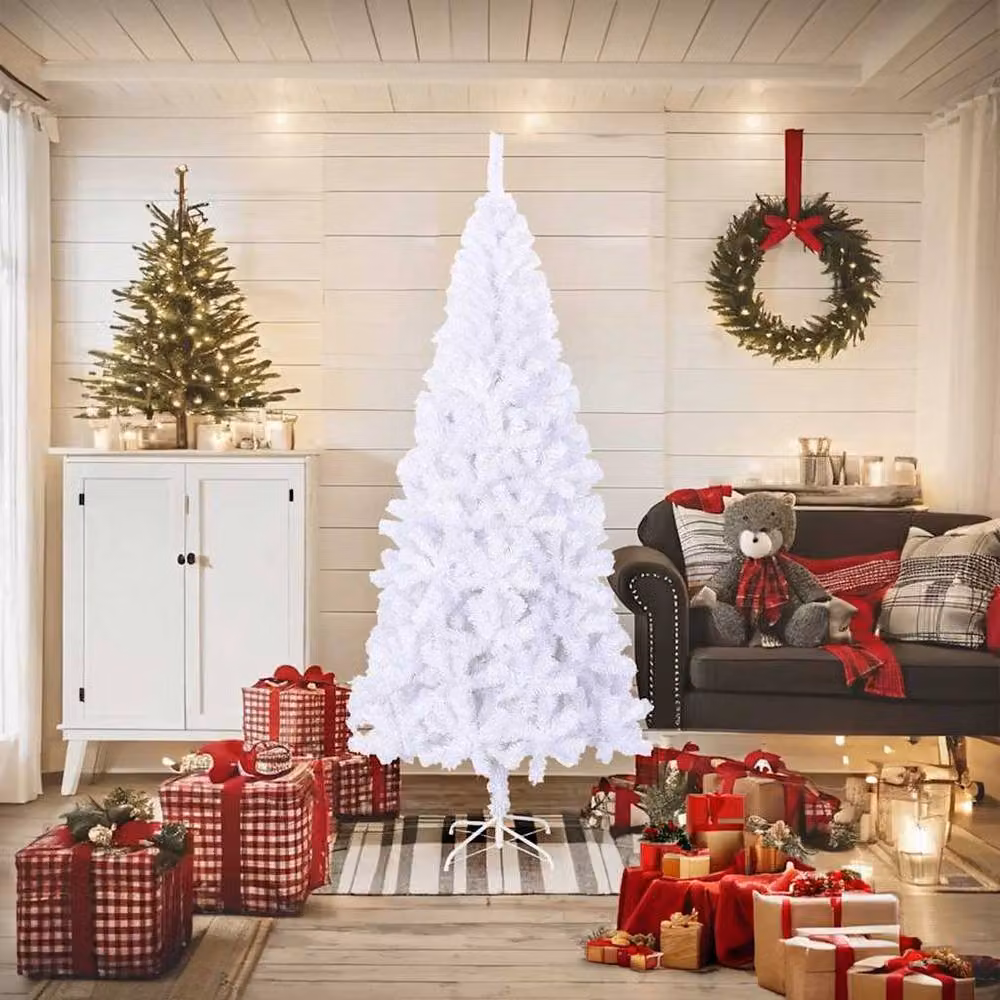 Berkfield Home Dense Artificial Christmas Tree with Stand, White, Height: 180 cm – 2