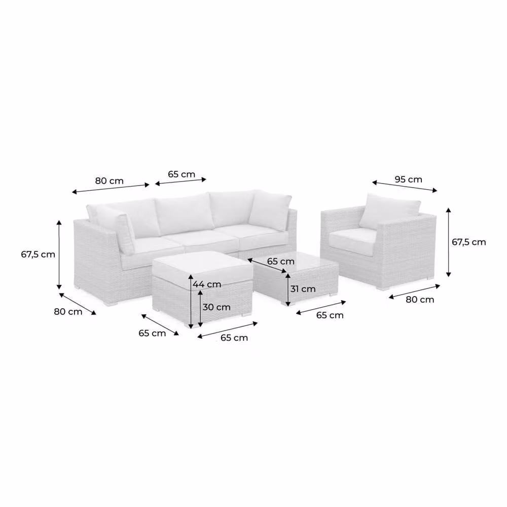 Sweekeeks 5-Seater Deluxe L-Shape Polyrattan Garden Sofa Set in Beige with Upholstered Cushions and Coffee Table – 2