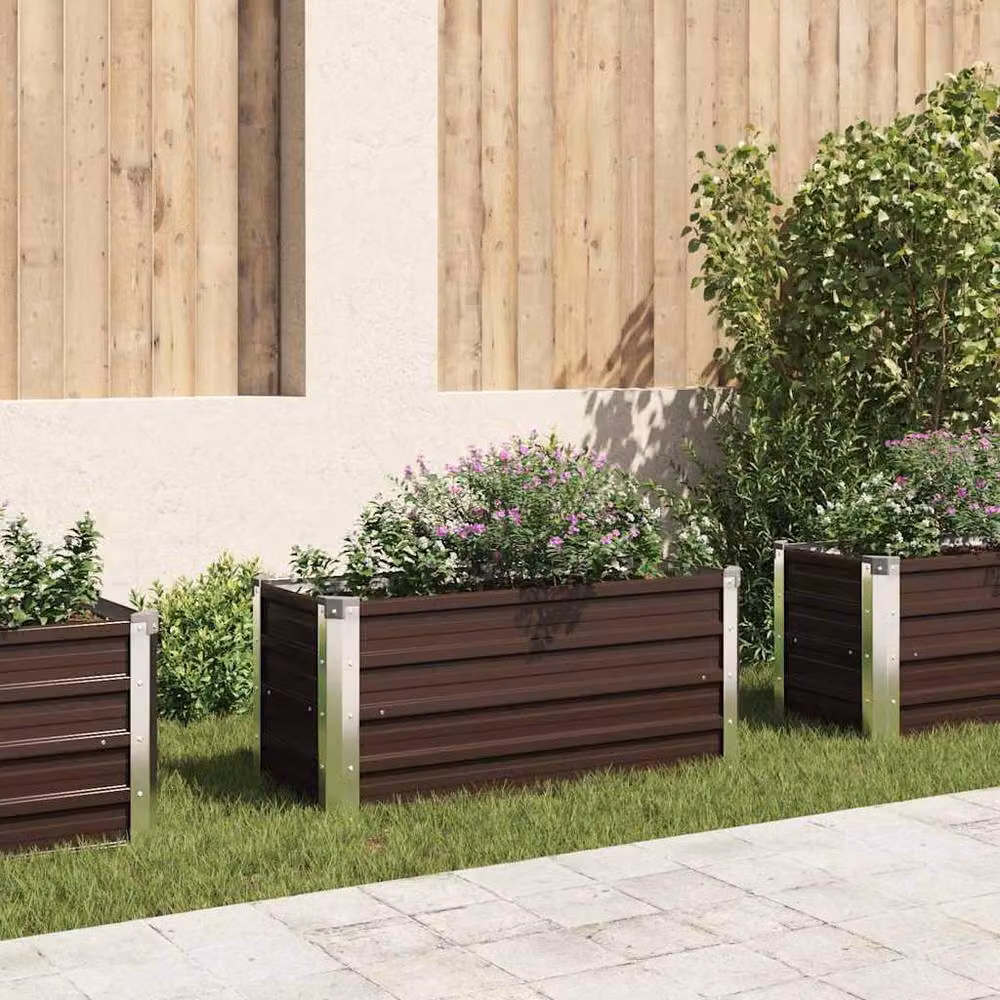 Berkfield Home Garden Brown Galvanised Steel Raised Bed W/D/H: 100 x 40 x 45 cm – 2