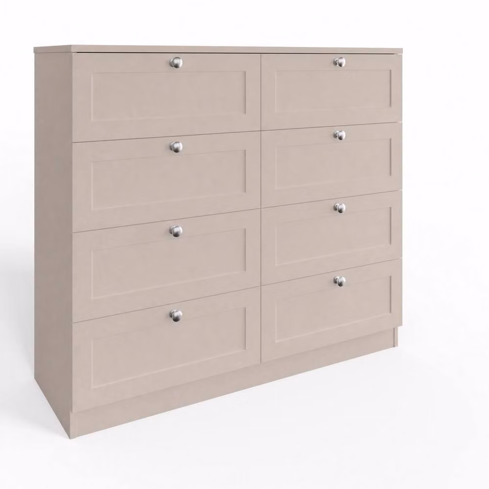 FWStyle Artus Beige Panelled 8 Drawer Chest of Drawers with Extra Deep Drawers – 3
