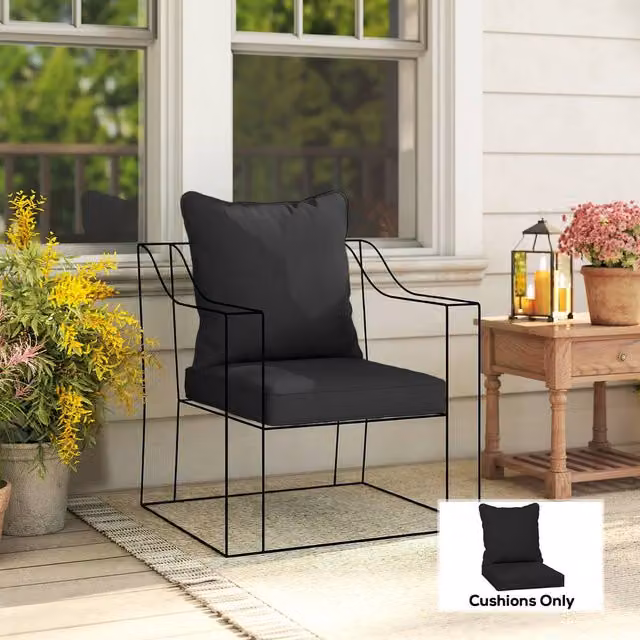 OUTSUNNY Garden Chair Cushion with Seat and Back Pad in Black