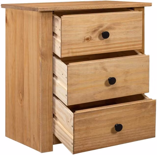Berkfield Home Panama Range Pinewood Bedside Cabinet in Brown, W/D/H: 46 x 40 x 57 cm
